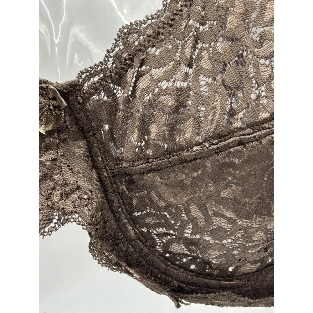 Brown Floral Lace Unlined Underwire Bra Full‎ Coverage MOB1321 34D